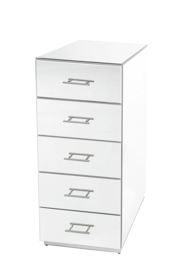 Harper Mirrored Tallboy – Silver Details