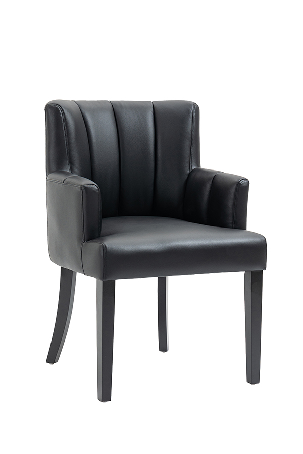 Hatfield Carver Chair - Black Faux Leather