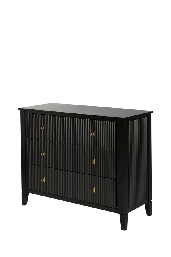 Image of Heidi Black Chest of Drawers Brass/Silver