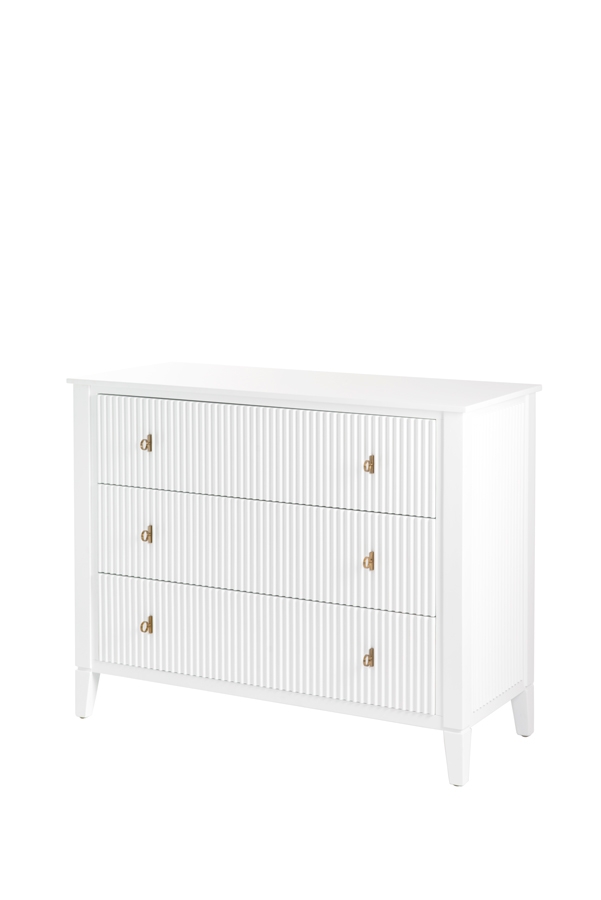 Heidi White Chest of Drawers Brass/Silver