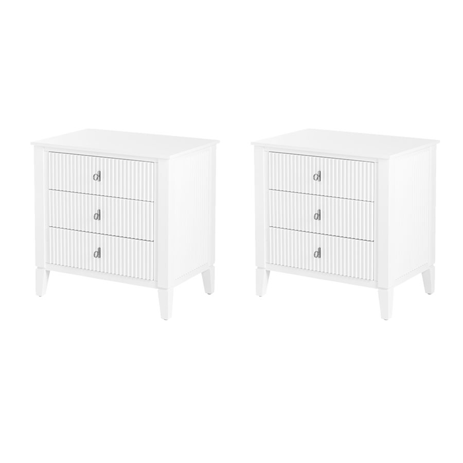 Image of Set of 2 Heidi bedside tables - White -Brass/Silver