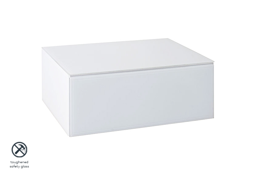 Image of Inga White Glass Floating Bedside Table