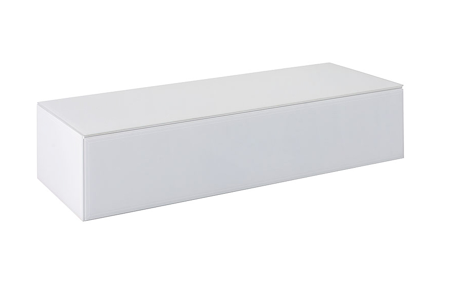 Inga White Glass Floating Console Table