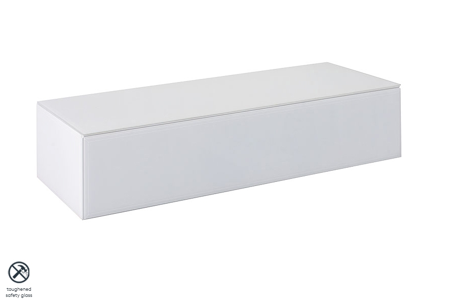 Image of Inga White Glass Floating Console Table