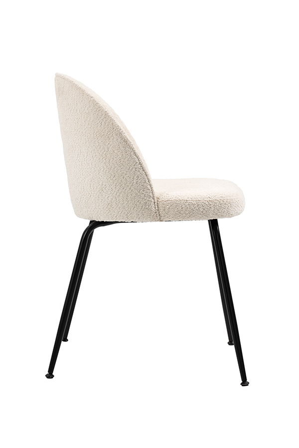 Roanna Dining Chair – Ivory Borg  - Black Base