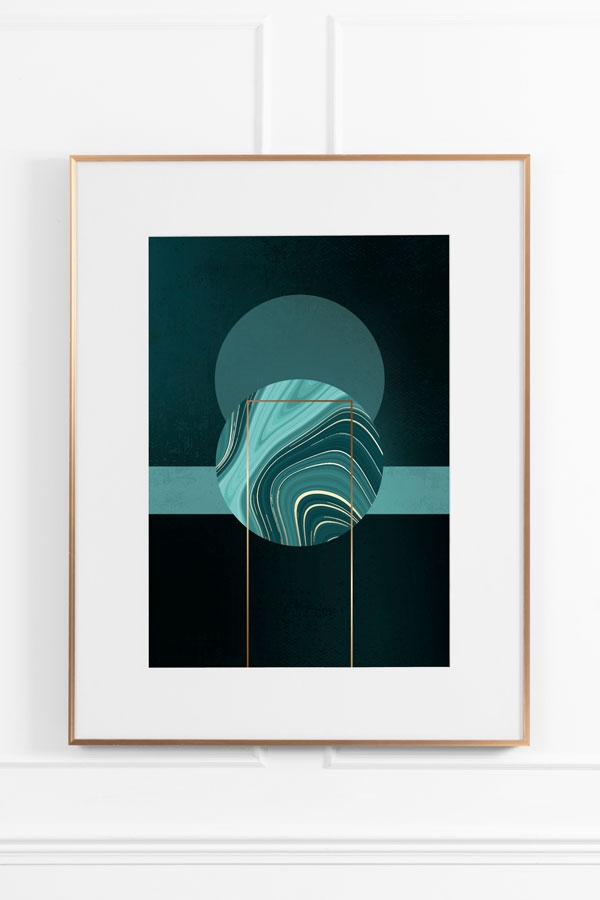Image of Agate Green No.1 Wall Art - Brass Frame