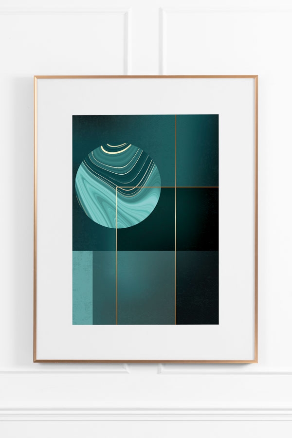 Image of Agate Green No.2 Wall Art - Brass Frame