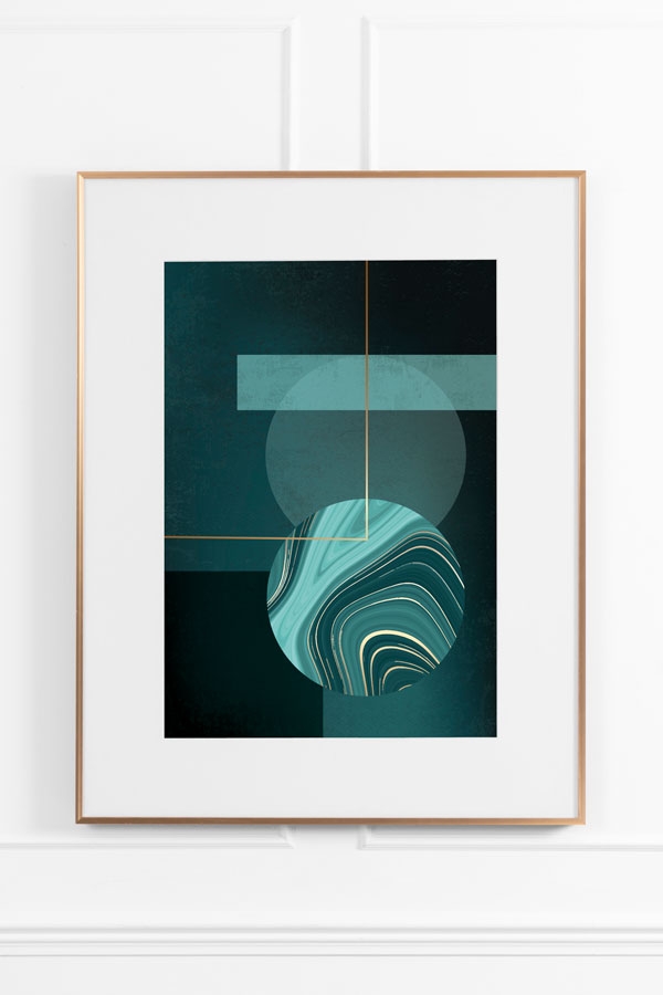 Image of Agate Green No.3 Wall Art - Brass Frame
