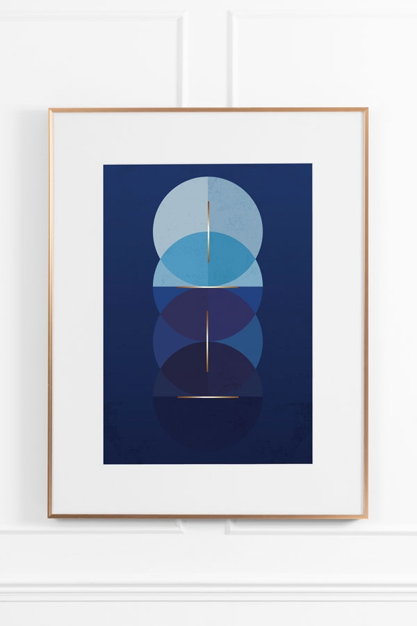 Image of Celestial Blue No.1 Wall Art - Brass Frame