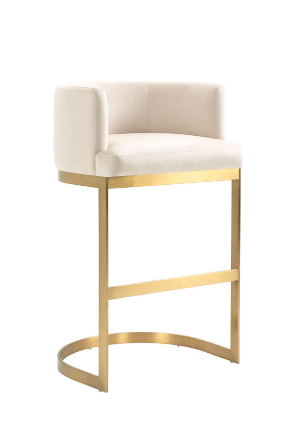 Lasco Bar Stool – Chalk - Brushed Brass Base