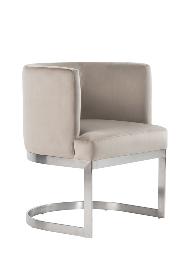 Lasco Dining Chair – Taupe - Brushed Stainless Steel Base