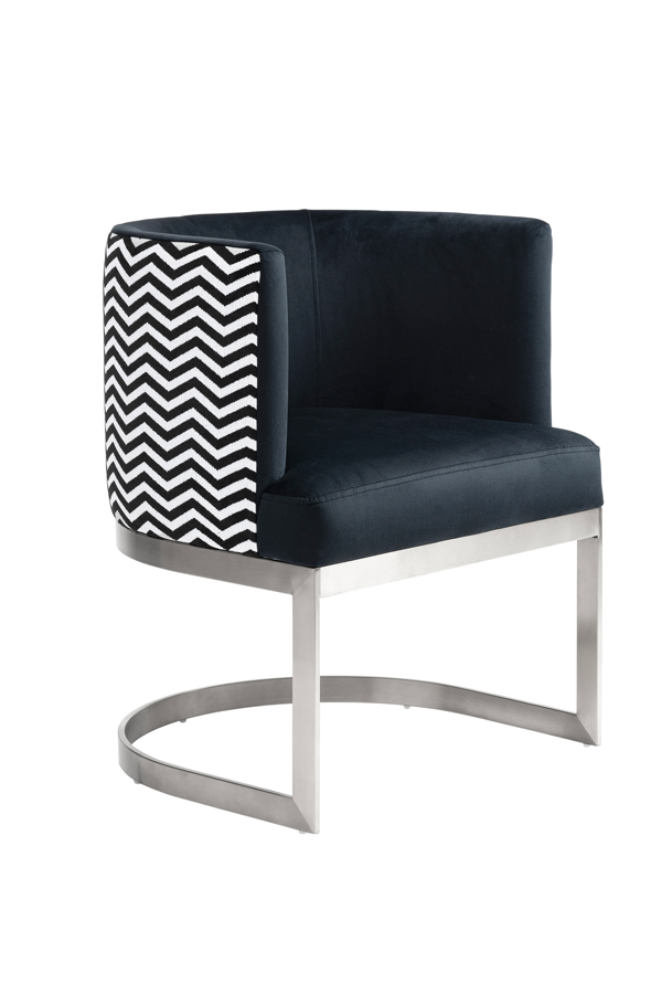Zig-Zag Dining Chair – Brushed Stainless Steel Base