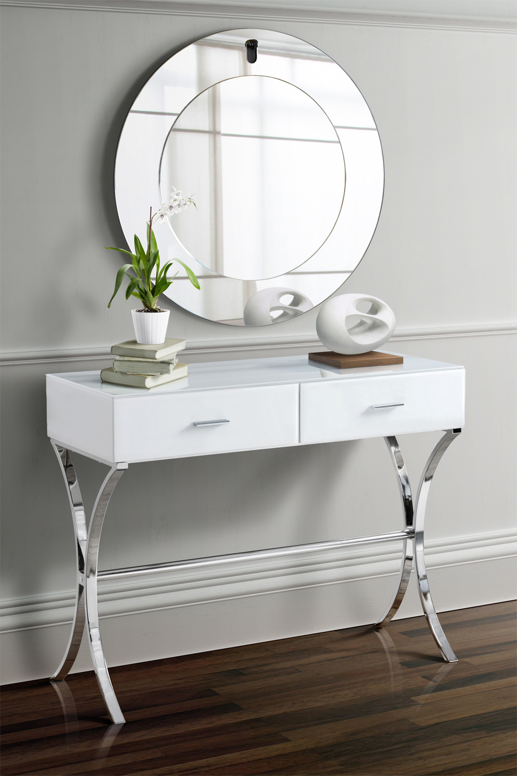 Aurelia White Console With Chrome Legs My Furniture