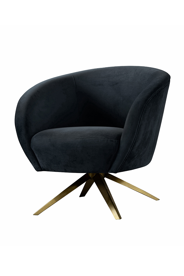 Brodie Swivel Chair - Black - Brass Base