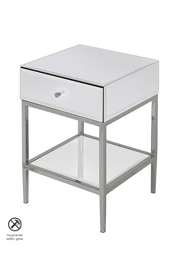 Sti Toughened Mirror Dressing, Thin Mirrored Side Table