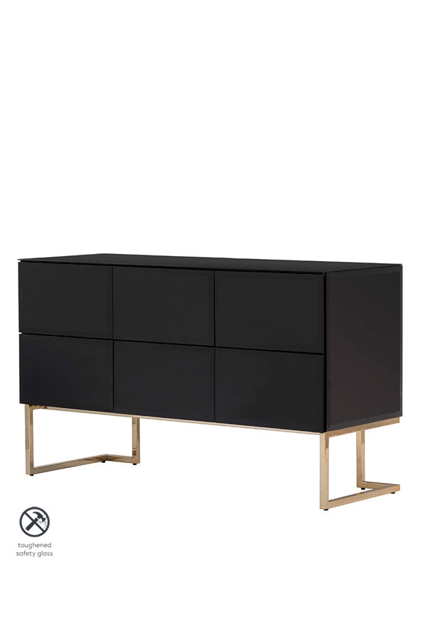 Image of Lorenzo Black Glass Chest of Drawers
