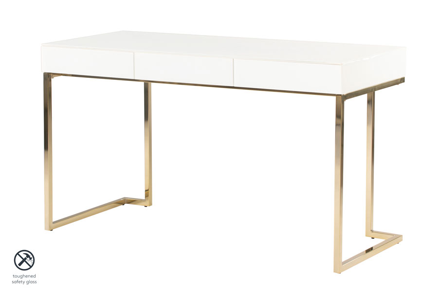 Image of Lorenzo White Glass Desk