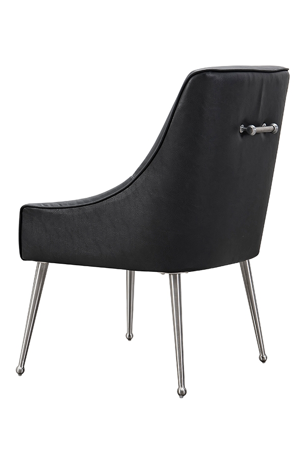 Image of Mason Dining Chair Black Faux Leather - Brushed Silver Legs
