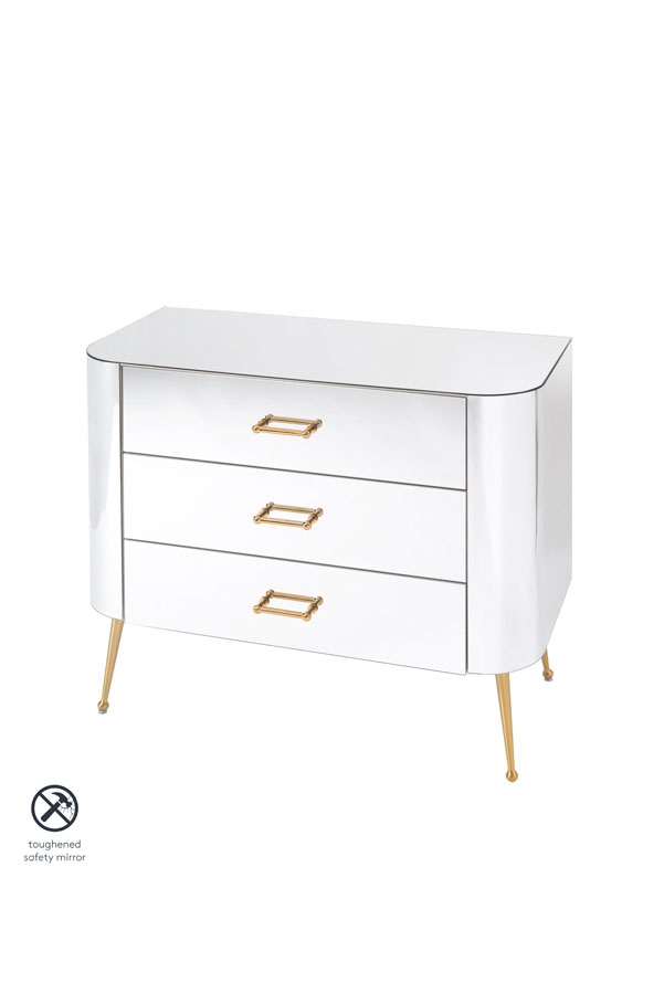 Image of Mason Mirrored Chest of Drawers ??? Brushed Gold Legs