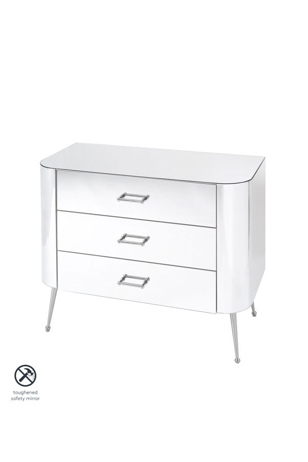 Image of Mason Mirrored Chest of Drawers ??? Shiny Silver Legs
