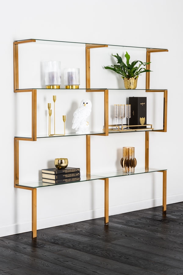 Miko Double Shelf Unit Brass