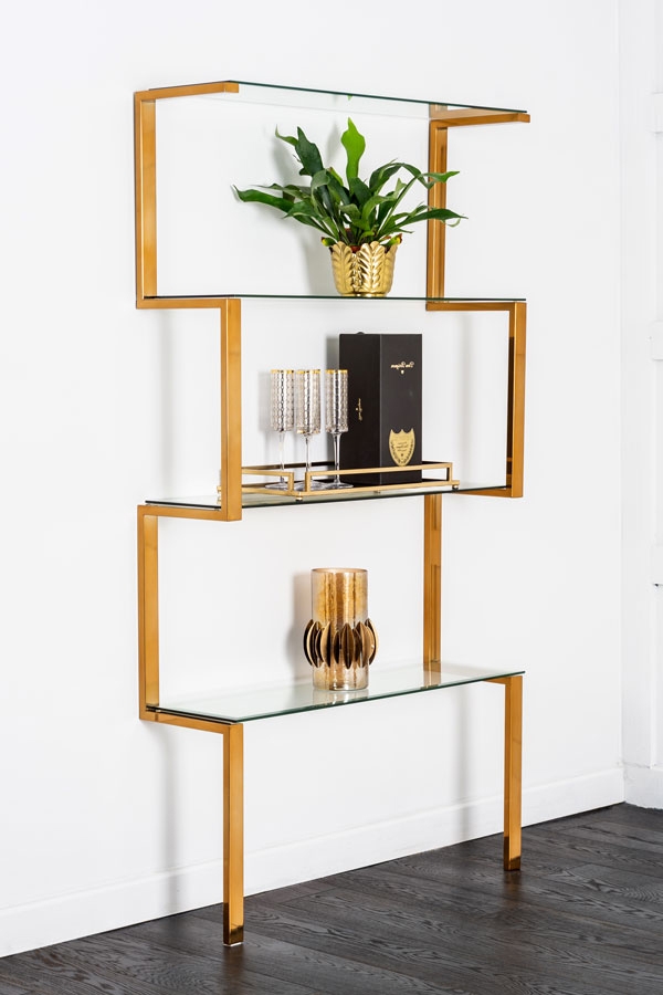 Miko Single Shelf Unit Brass