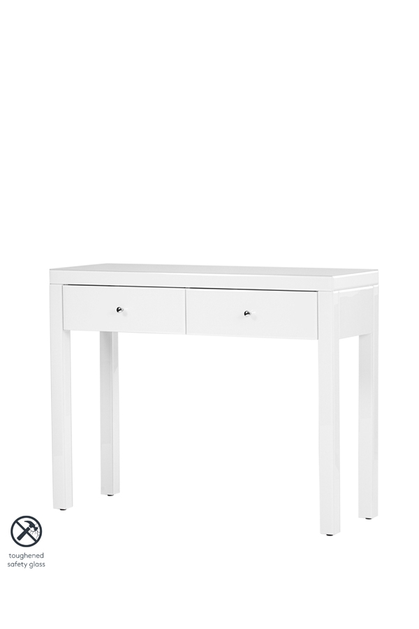 Image of Pimlico White Glass Dressing Table with 4 Legs