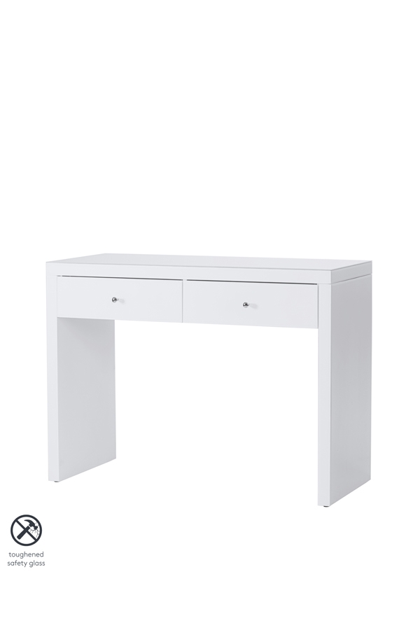 Image of Pimlico White Glass Dressing Table with 2 Legs