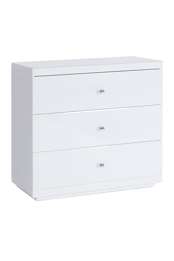 Pimlico White Glass Three Drawer Chest
