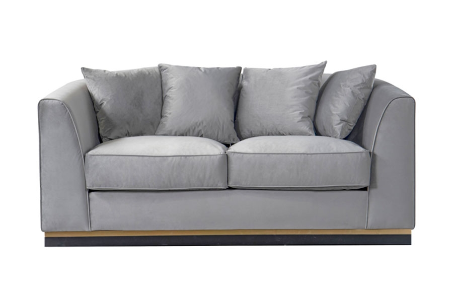 Pino Two Seat Sofa - Dove Grey - Brass Base