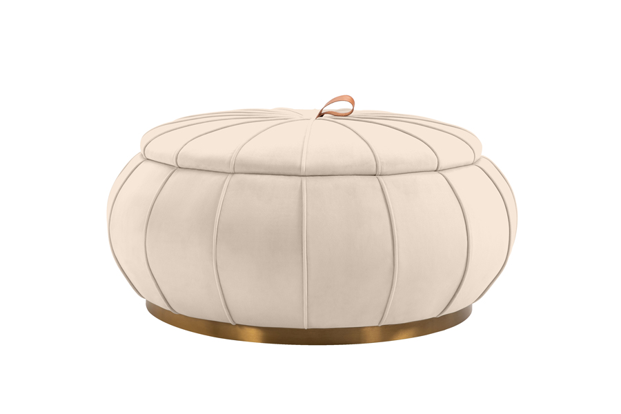 Pumpkin Storage Ottoman - Chalk - Brass Base