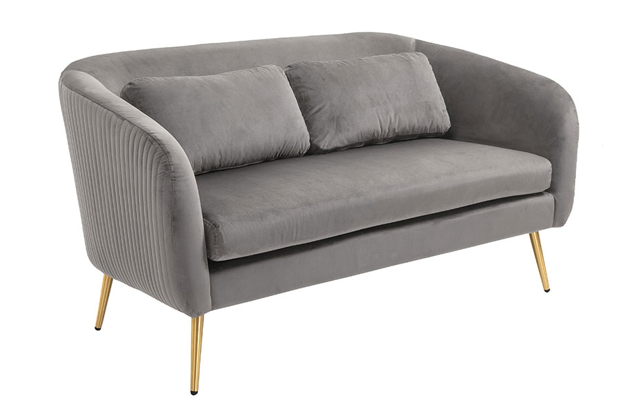 Image of Roanna Two Seat Sofa - Dove Grey - Silver + Brass Legs
