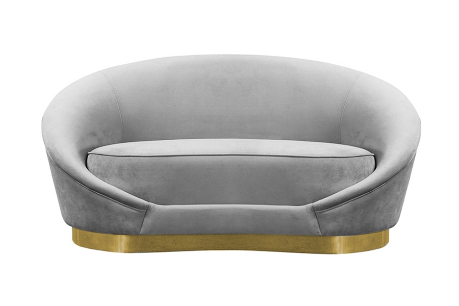 Selini Two Seat Sofa - Dove Grey Brass Base