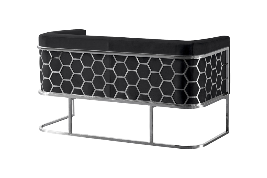 Alveare Two Seat Sofa - Silver - Black