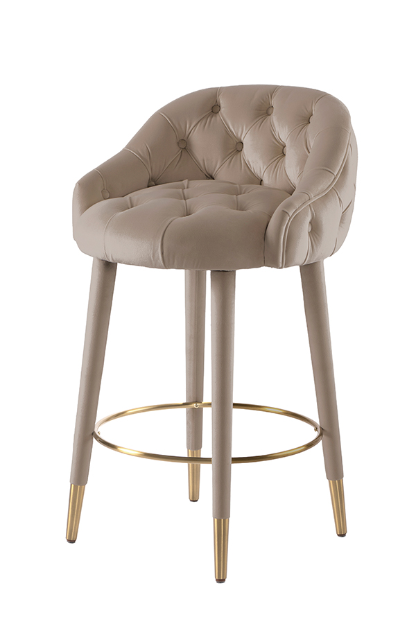 Sophia Counter stool - Taupe - Brass caps