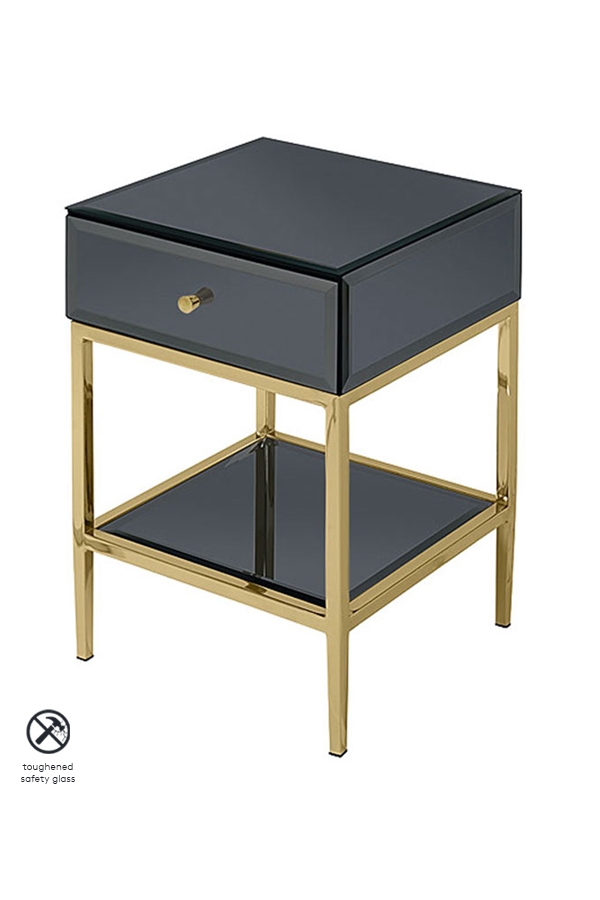 Stiletto Black Glass and Brass Side Table
