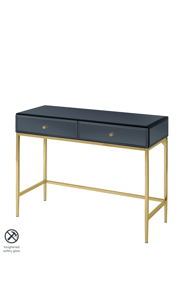Image of Stiletto Black Glass and Brass Console Table
