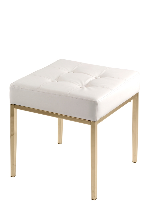 Stiletto White and Brass Stool