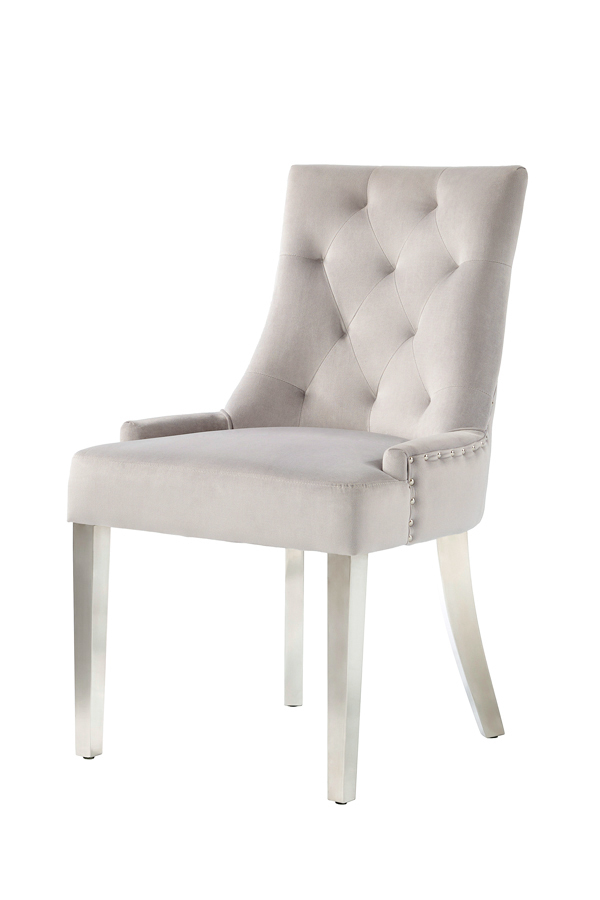 Torino Dove Grey Dining Chair with Stainless Steel Legs