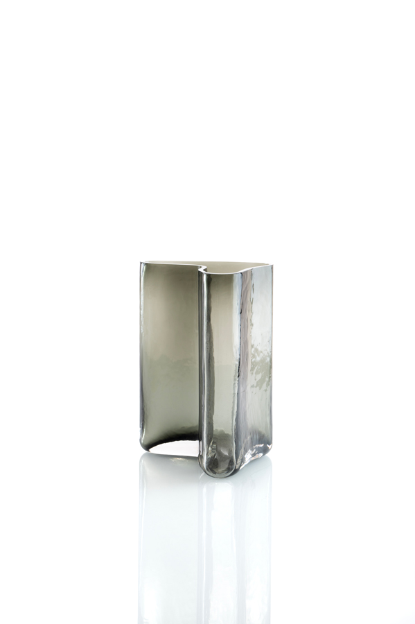 Image of Large Smoked Grey Glass Vase