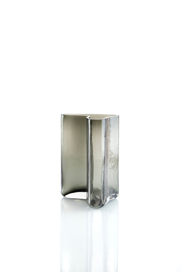 Large Smoked Grey Glass Vase