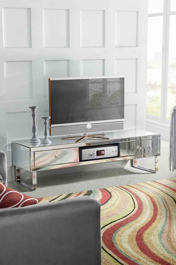 Chelsea Mirrored Tv Unit With Crystal Handles My Furniture