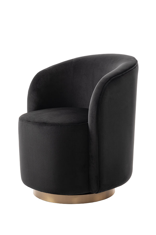 West End Swivel Dining Chair - Black- Brass Base