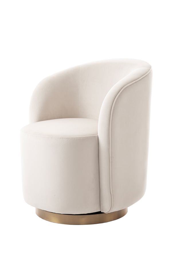 West End Swivel Dining Chair - Chalk - Brass Base