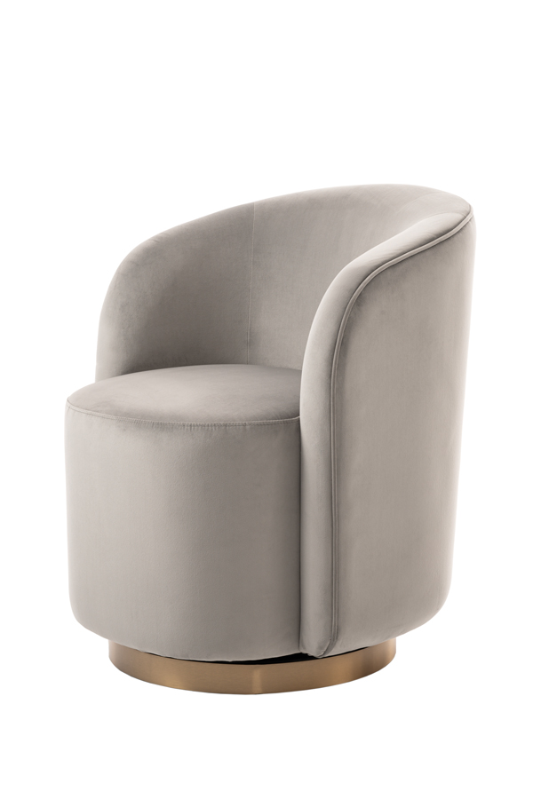 West End Swivel Dining Chair - Dove Grey - Brass Base