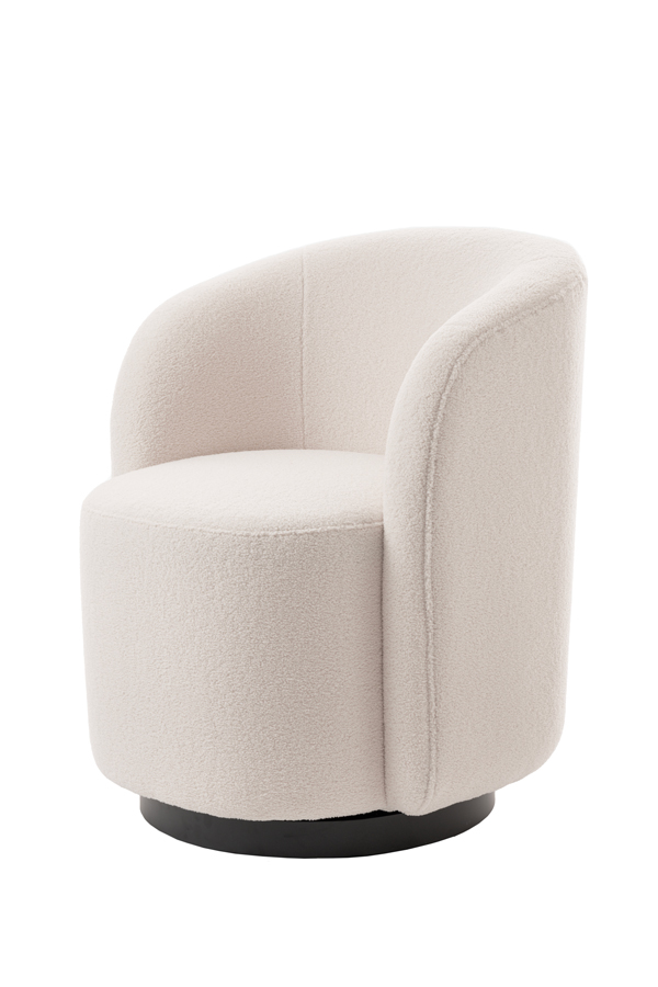West End Swivel Dining Chair - Ivory Borg - Black Base