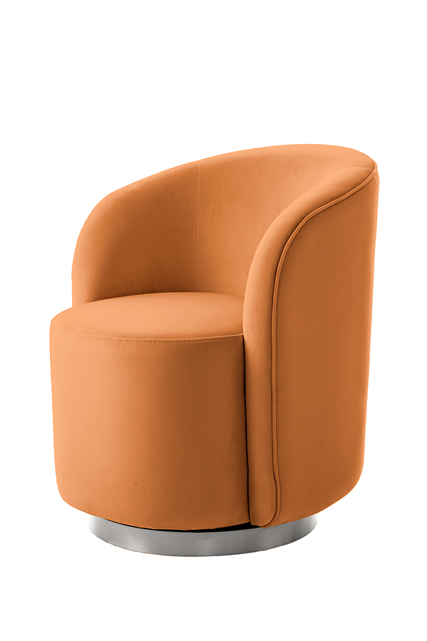 West End Swivel  Dining Chair - Pumpkin – Silver Base